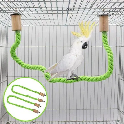 Obrázek produktu pro Sada Vogelhenneptouw pro papoušky a papouščí páry – s houpacími bidýlky, příslušenstvím do klece a stojací šplhací tyčí