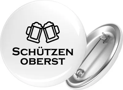 Produktbild von Huuraa Button Schützenoberst Schützenfest 25mm rund mit Sicherheitsnadel Ansteckbutton Geschenkidee