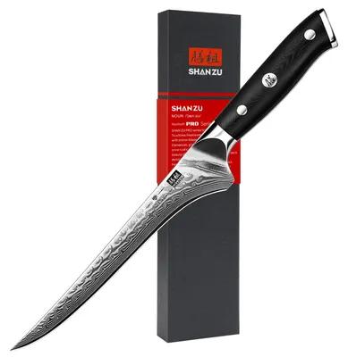 Immagine prodotto di SHAN ZU, coltello da filetto damascato, lama da 18 cm, coltello per sfilettare