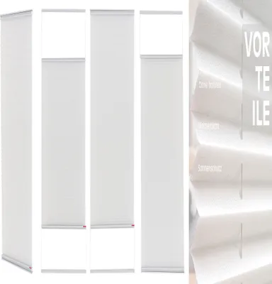 Produktbild von Plissee Rollo ohne Bohren mit Aluminium Klebe leiste Sichtschutz Fenster & Türen 35 cm-130 cm