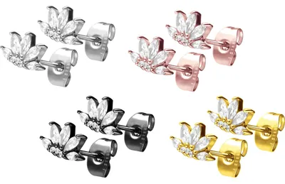 Produktbild von Chirurgenstahl Ohrstecker LOTUSBLÜTE + KRISTALLE
