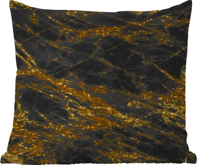 Produktbild von MuchoWow® Outdoor Kissen - Marmor - Schwarz - Gold - Glitter - 60x60 cm - Wetterfest - Lounge Kissen - Dekoration - Schlaf Kissen