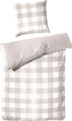 Produktbild von Hahn Haustextilien Perkal Bettwäsche taupe karo Größe 155x220 cm