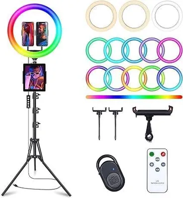 Obrázok produktu pre Kruhové svetlo 13 palcov so statívom, 3000-6000K, 10 úrovní jasu, RGB, pre TikTok