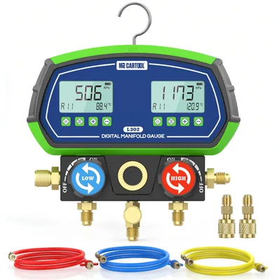 Digitales Manometer-Set L302, 3 Schläuche, 90 Kältemittel