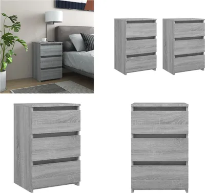 Produktbild von vidaXL Nachttische 2 Stk. Grau Sonoma 40x35x62,5 cm Holzwerkstoff - Nachttisch - Nachttische - Schrank - Nachtschrank