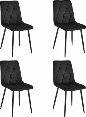 Obrázok produktu pre Stolička Valora LIBRA Black Velvet Black Nohy x4 | 4 moderné čierne stoličky s jednotným dizajnom