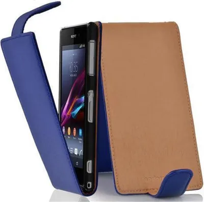 Produktbild von Cadorabo Schutzhülle für Sony Xperia Z1 COMPACT Hülle in Blau Flip Etui Handyhülle Case Cover Kunstleder
