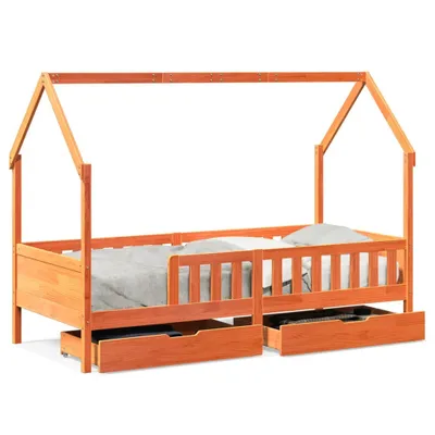 Image de Cadre de lit enfants avec tiroirs sans matelas 80x200 cm bois