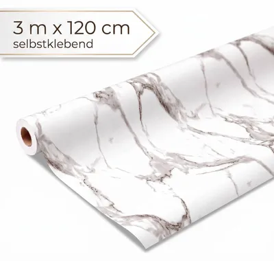 Produktbild von Dalsys Wandverkleidung selbstklebend 120x300cm Marmorweiß - PVC Wandpaneele auf Rolle, flexible Wandverkleidung Badezimmer wasserfest, 2,3mm Materialstärke, Spritzschutz Küchenrückwand