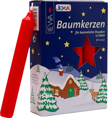 Produktbild von Baumkerzen 12 Stück, rot 15 x 125mm