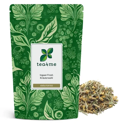 Produktbild von tea4me Ingwer Fresh Kräuterwohl Kräutertee mit Ingwer-Minze-Zitrone-Geschmack