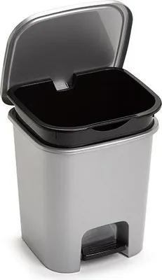 Produktbild von Plasticforte Treteimer - silber - 7,5 Liter - 24 x 22 x 25 cm