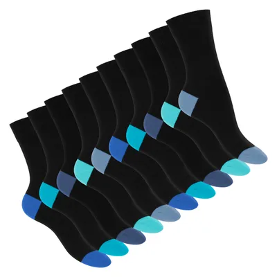 Produktbild von Footstar Damen und Herren Baumwoll-Socken (10 Paar) mit abgesetzter Ferse und Spitze - Blau 43-46