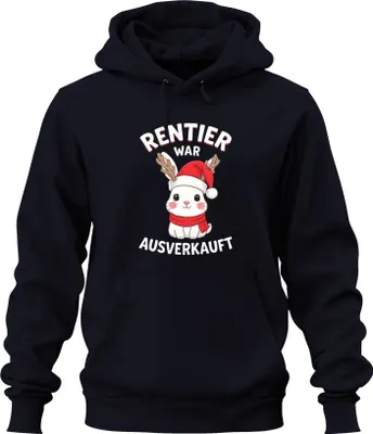 Produktbild von Rentier war t Weihnachten Häschen niedlich lustig Uni Hoodie Kapuzenpullover, Navy, XL