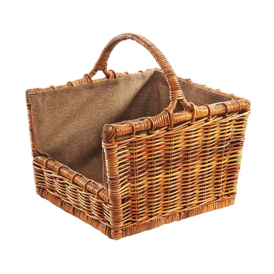 Zdjęcie produktu dla Kosz na drewno opałowe Kobolo - Rattan Lacak ze zdejmowaną tkaniną lnianą