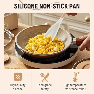 Küchenutensilien Set - Kochen und Backen - Hitzebeständiges Silikon - 31 cm Länge - Holzfarbe