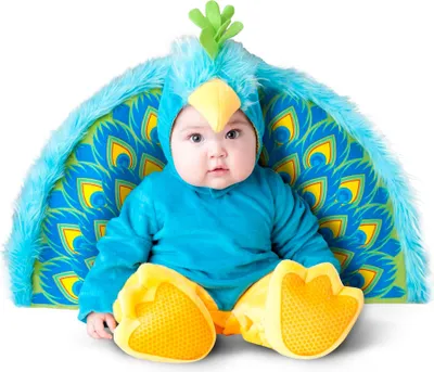 Produktbild von Süsses Pfau Babykostüm Premium blau-gelb - 74/80 (12-18 Monate)