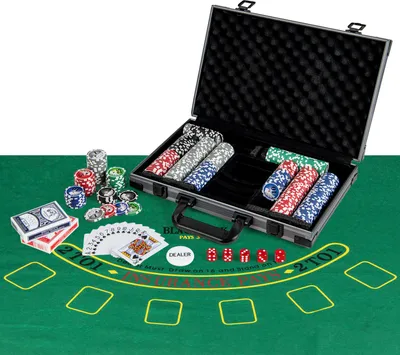 Produktbild von DREAMADE Pokerkoffer mit 400 Pokerchips & Spielmatte & Dealer-Button & 2 Kartendecks & 5 Würfel, Komplett Poker Set (400 Chips)