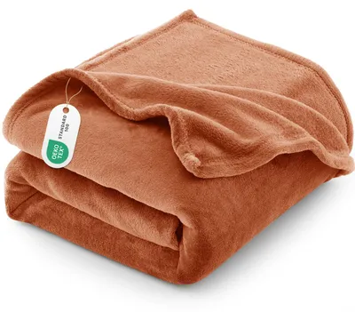 Productafbeelding van Pluizige deken 150x200 cm - Zachte fleece deken voor de bank in oranje