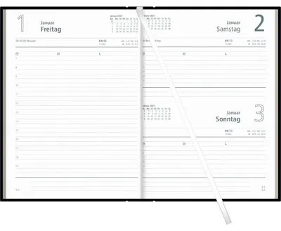 Produktbild von Buchkalender A5 1 Tag/Seite Kunststoff-Einband schwarz 2027