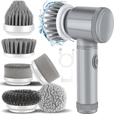 Produktbild von Elektrische Reinigungsbürste, Elektrischer Spin Scrubber, Kabelloser Power-Schrubber mit 6 austauschbaren Bürstenköpfen