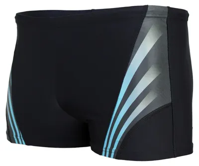 Produktbild von Aquarti Herren Kurze Badehose mit Streifen, Farbe: Schwarz / Blau, Größe: L