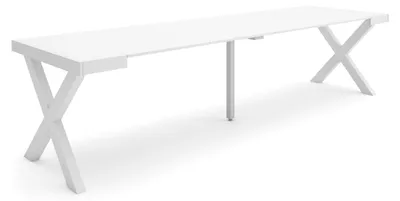 Ausziehbare Consoletafel 300 cm, weiß, für 14 Personen