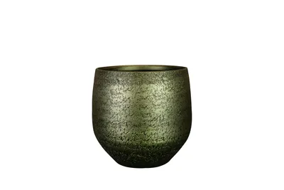 Produktbild von Steege Pflanzgefäß/Blumentopf – Keramik – metallisch dunkelgrün/goldener Akzent – D 32/H 30 cm