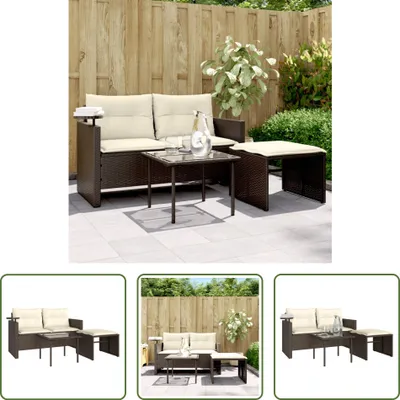 Produktbild von The Living Store 3-tlg. Garten-Sofagarnitur mit Kissen Braun Poly Rattan