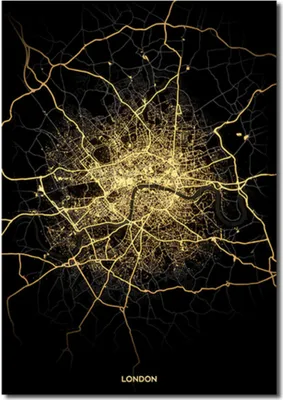 Produktbild von TPFLiving Kunstdruck LW-440 (OHNE RAHMEN) Poster - Leinwand - Wandbild - Hochauflösender Giclée-Druck, langlebig und hochwertig - Beleuchtete Stadtpläne berühmter Metropolen Modell B: London -  - Größe: 60x80cm