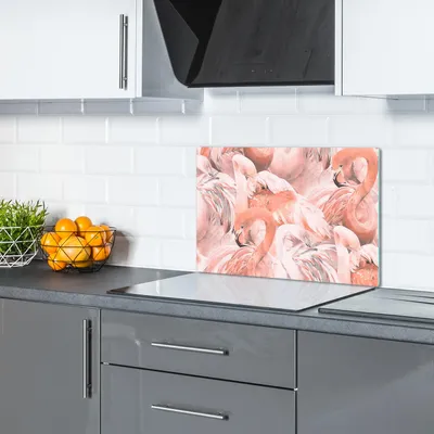 Produktbild von Glas Schneidebrett Herdabdeckplatten Schneideplatten - 80x52 cm - Rosa Flamingos