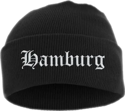 Produktbild von Hamburg Umschlagmütze - Altdeutsch - Bestickt - Mütze mit breitem Umschlag Einheitsgröße Schwarz
