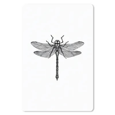 Produktbild von MuchoWow® Mauspad Mousepad Libelle - Insekten - Retro - Schwarz und weiß 40x60 cm - Mousepads - Maus Mat - Pad - Mausunterlage - Schreibtisch Accesoire