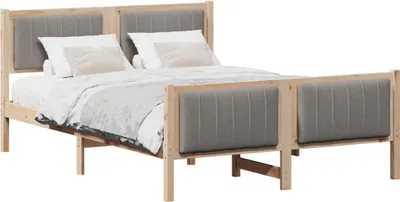 Obrázek produktu pro vidaXL Rám postele hnědý a šedý 135 x 190 cm z masivního borovicového dřeva