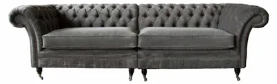 Produktbild von Chesterfield Viersitzer Sofa 4 Sitzer Sofas Stoff Polyester Grau Möbel