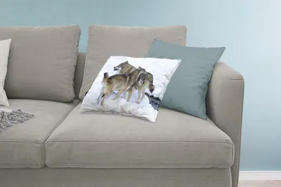 Produktbild von MuchoWow® Zierkissen Sofakissen Wohnzimmer Dekokissen 60x40 cm Wolf - Europa - Schnee - Kopfkissen - Polster mit Foto