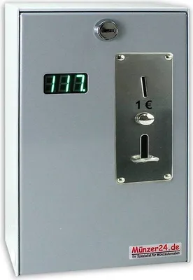 A close-up front view of a coin-operated machine.