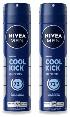 Zdjęcie produktu dla 2 sztuki dezodorantu w sprayu NIVEA MEN Cool Kick, pojemność 150 ml - zestaw ekonomiczny