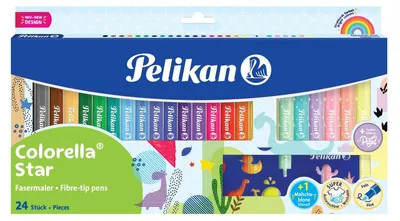 Obrázok produktu pre Pelikan Fasermaler Colorella Star C302 18+6 sort Schablone Faltschachtel