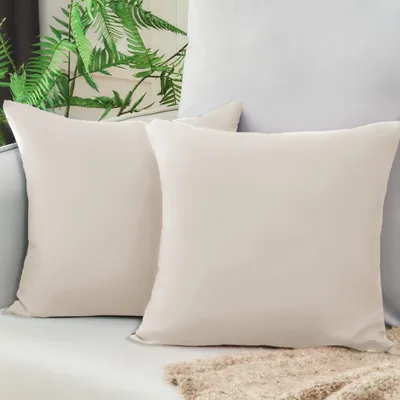Produktbild von Sofakissenbezug 50x50 cm Beige, weicher Kissenbezug 50x50 cm, 2-teiliges Set, Mikrofaser-Kissenbezüge 50x50 cm, Kissenbezug für Kissen 50x50 cm, ökologisch , nachhaltig, hypoallergen