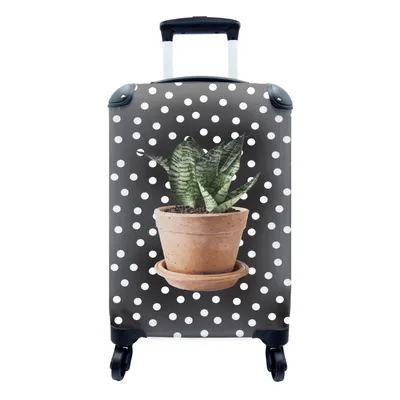 Produktbild von MuchoWow® Koffer Handgepäck Trolley Rollkoffer Kleine Reisekoffer mit 4 Rollen - Pflanze - Pflanzgefäß - Dots - Cabin Size < 55x40x23 cm & 55x40x20 cm - Fotokoffer - Kabinenkoffer - Boardgepäck - Reise-Box - Reisekoffer - Reisegepäck - Koffer mit Bild - Trolley für Kinder