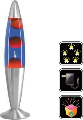 Produktbild von LED Lava Lampe Rakete 35cm Silber - Rot Blau