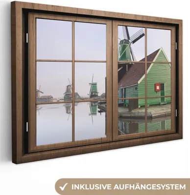 Obrázek produktu pro OneMillionCanvasses® - Obraz na plátně - 140x90 cm, Pohled - Mlýn - Voda, Nástěnné umění tisk nástěnné dekorace