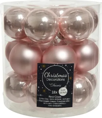 Produktbild von Weihnachtskugeln Glas 4cm 18 Stück - Puderrosa