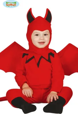 A child wearing a devil costume.