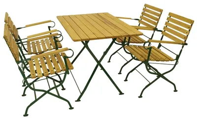 Produktbild von Garnitur 5-teilig 202 x 83 x 202 cm Stahl Robinienholz Grün Natur
