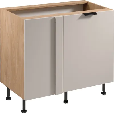 Produktbild von Eckunterschrank 100 cm Küchenschrank ohne Arbeitsplatte Küchenblock, Sorento D100N Beige/Sonoma Eiche