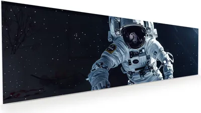 Produktbild von Glasbild 120x40cm in XXL für Wohnzimmer, Schlafzimmer Motiv Astronaut im All