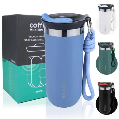 Isolierbecher 500 ml Blau Thermo Kaffeebecher mit Deckel